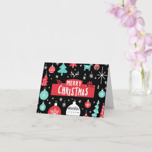 Liten svart och röd julkort – 10,2 cm x 14,2 cm kort