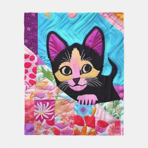 Liten svart och vit kattunge Quilt som design Fleecefilt