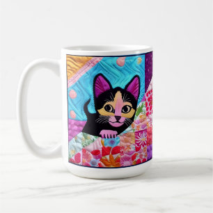 Liten svart och vit kattunge Quilt som design Kaffemugg