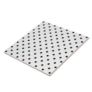 Liten svart Polka dots, vit bakgrund Kakelplatta