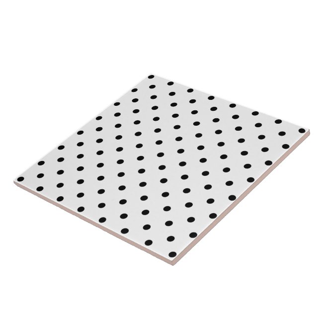 Liten svart Polka dots, vit bakgrund Kakelplatta (Sidan)