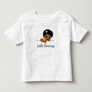 Liten svart prinsessa med rosa krona t shirt