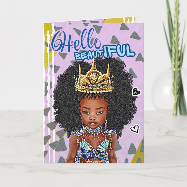 Liten svart Sjöjungfru Blank Greeting Card Kort (Framsida)