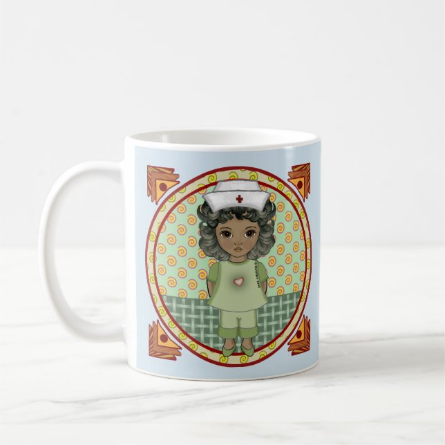 Liten svart sjuksköterska  kaffemugg (Vänster)