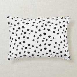 Liten svart vattenfärgabstraktpolka dots prydnadskudde