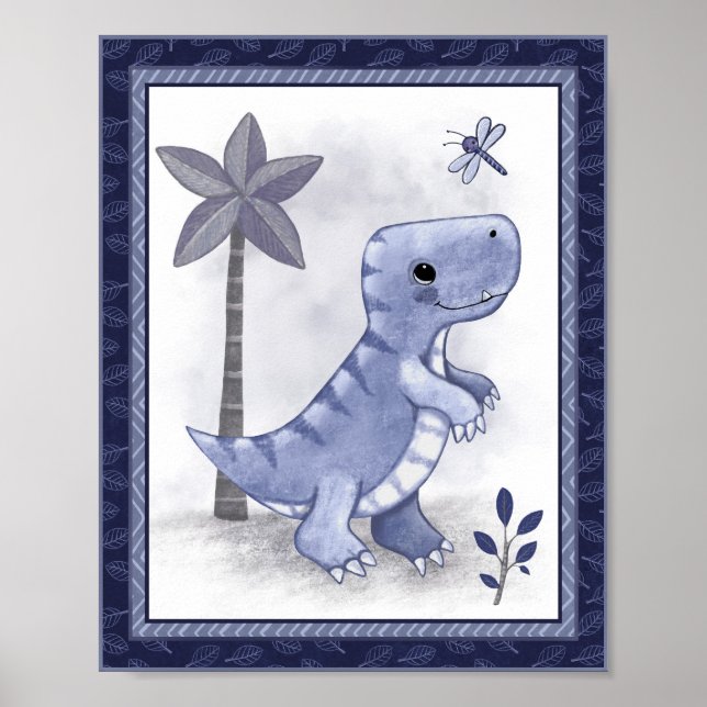 Liten T-Rex Dinosaurie - T-Rex Barnkammar Konst Poster (Framsidan)