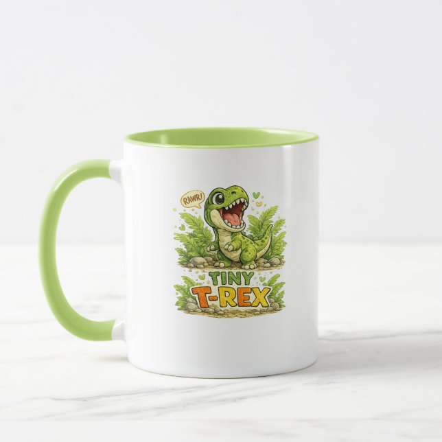 Liten T-Rex Söt Dinosaurie Kaffemugg (Vänster)