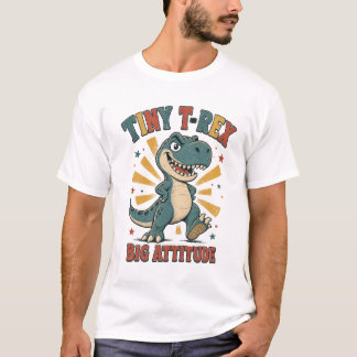 Liten T-Rex Stor Attityd Rolig Dinosaurie T Shirt