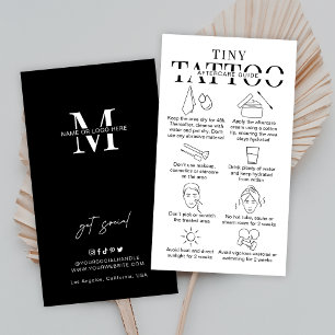 Liten tatuering Eftervård Instruktioner för minima Visitkort