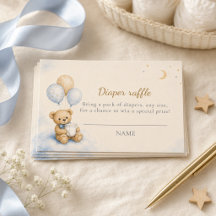 Liten Teddybjörn Blöja Lotteri Kort Babyfirande