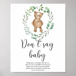 Liten teddybjörn Säga inte bebis Affisch