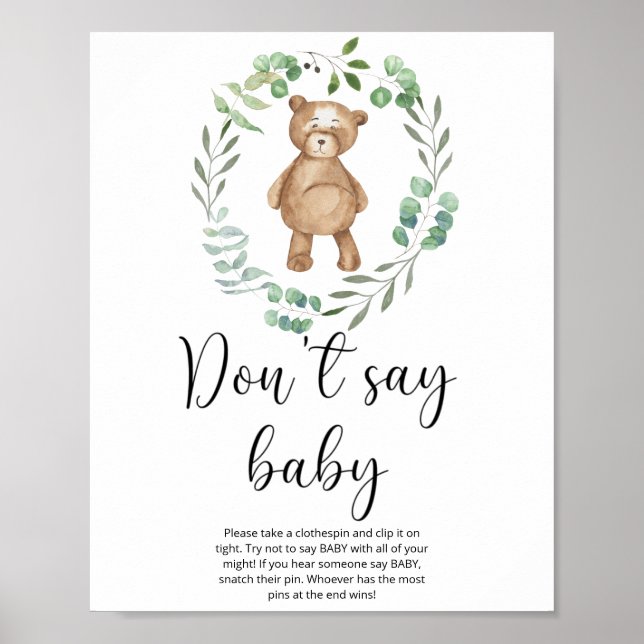 Liten teddybjörn Säga inte bebis  Affisch (Framsidan)