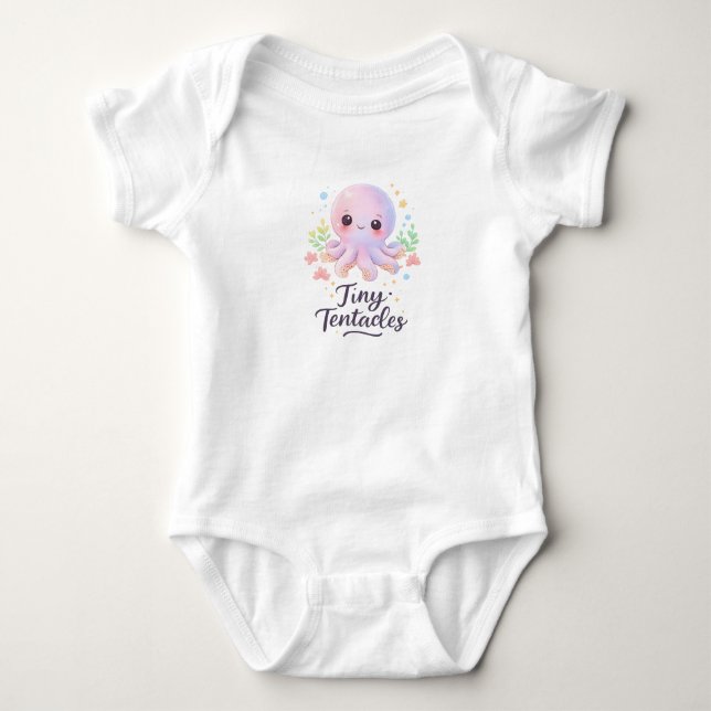 Liten Tentakler Blåbabyströja T Shirt (Framsida)