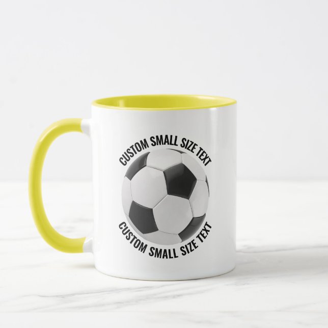 Liten text GUL Combo 11oz Anpassad fotboll Mugg (Vänster)