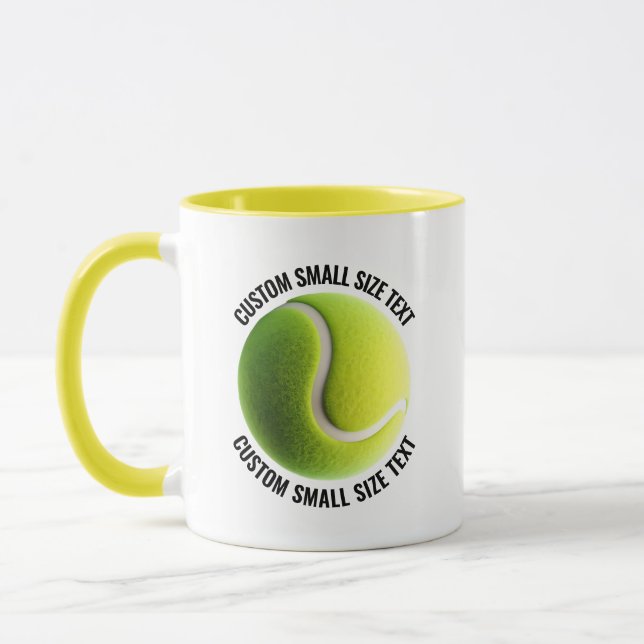 Liten text GUL Combo 11oz Anpassad Tennis Mugg (Vänster)