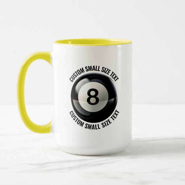 Liten text GUL Combo 15oz Anpassad 8 Boll Mugg (Vänster)