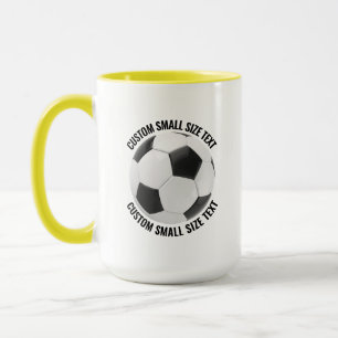 Liten text GUL Combo 15oz Anpassad fotboll Mugg