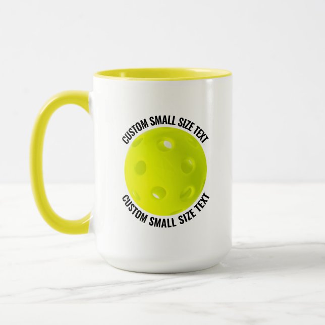Liten text GUL Combo 15oz Anpassad Pickleball Mugg (Vänster)