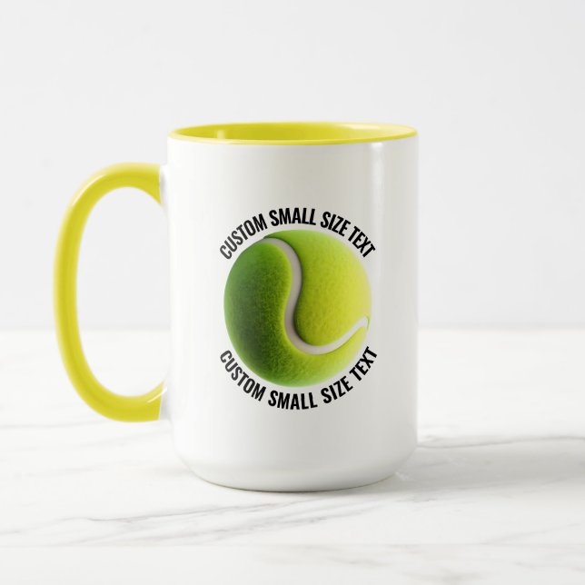 Liten text GUL Combo 15oz Anpassad Tennis Mugg (Vänster)