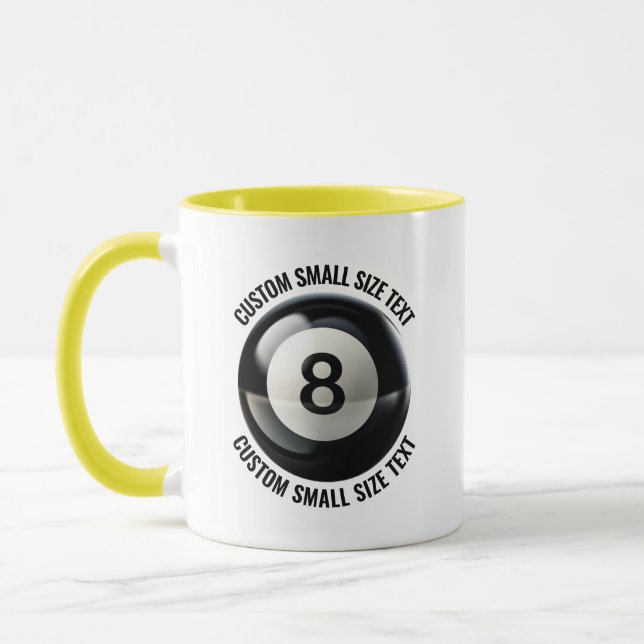 Liten text GUL Combo 310ml Specialbeställd 8 Ball Mugg (Vänster)
