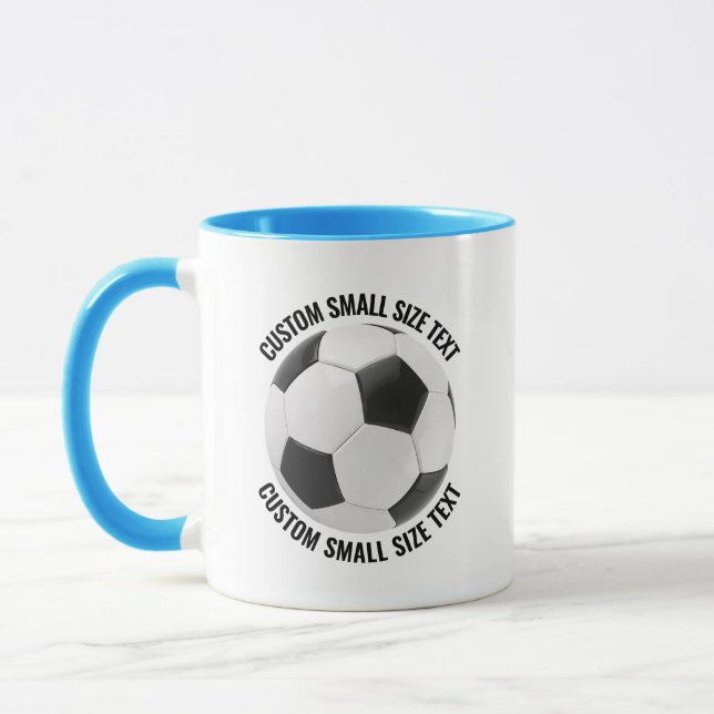 Liten text LJUSBLÅ Combo 325ml Anpassad fotboll Mugg (Vänster)