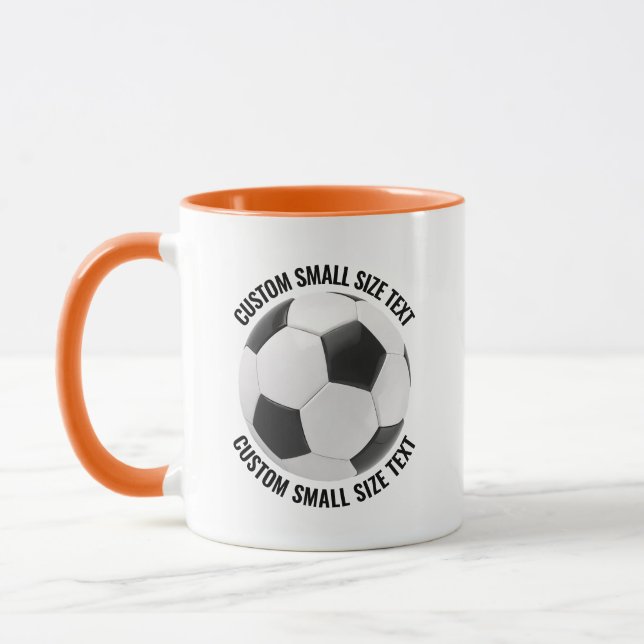 Liten text ORANGE Combo 11oz Anpassad fotboll Mugg (Vänster)