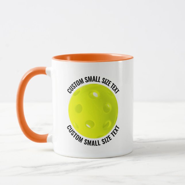 Liten text ORANGE Combo 11oz Anpassad Pickleball Mugg (Vänster)
