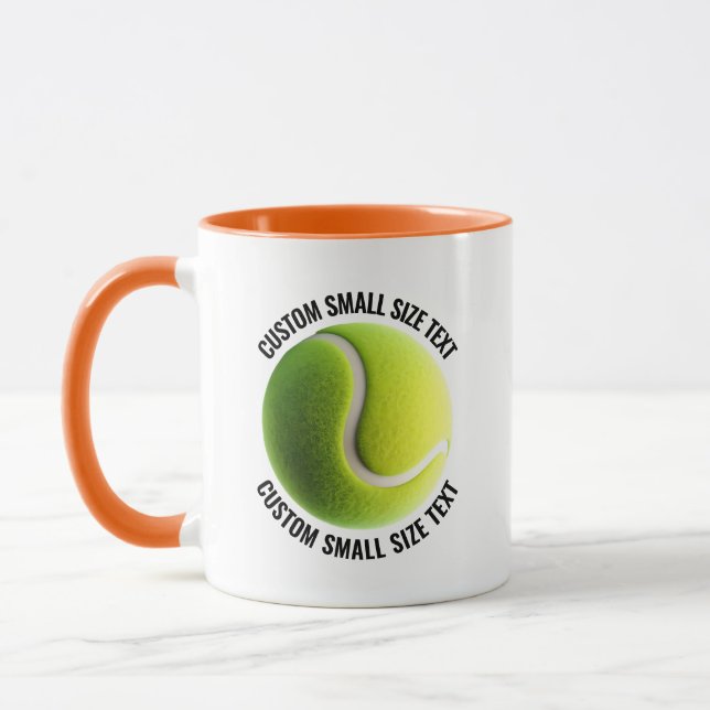 Liten text ORANGE Combo 11oz Anpassad Tennis Mugg (Vänster)
