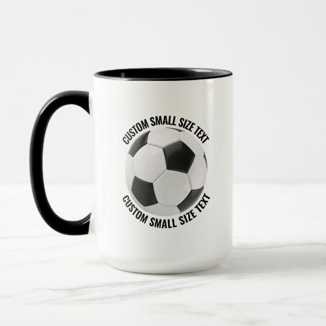 Liten text SVART Combo 15oz Anpassad fotboll Mugg (Vänster)