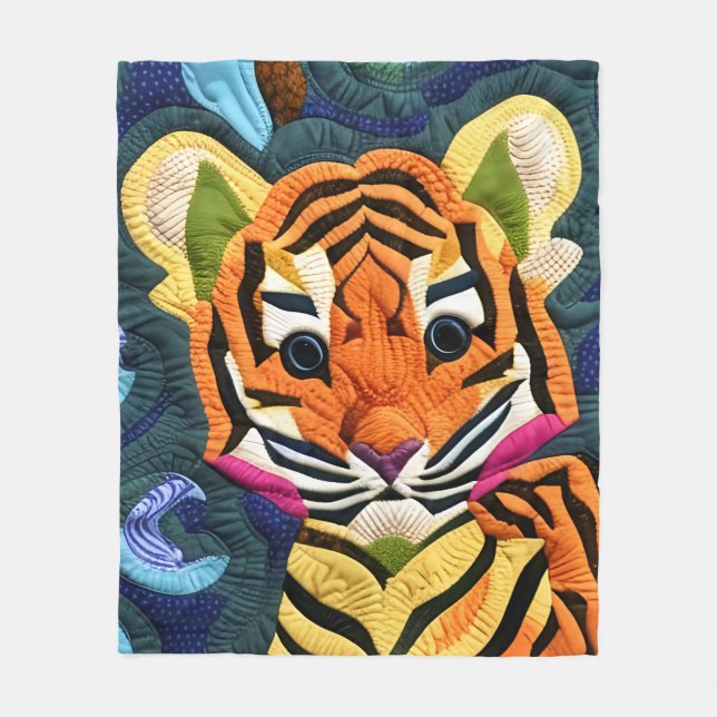Liten Tiger Unge Quilt som mönsterbildsblanket Fleecefilt (Framsidan)