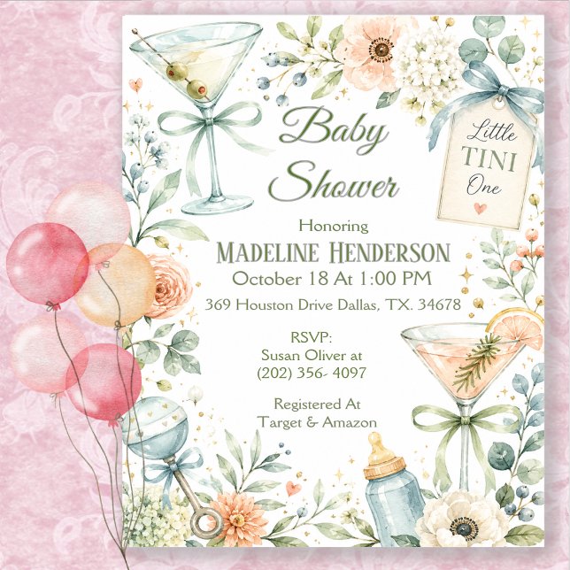 Liten Tini En Martini Baby Shower Inbjudningar (Skapare uppladdad)