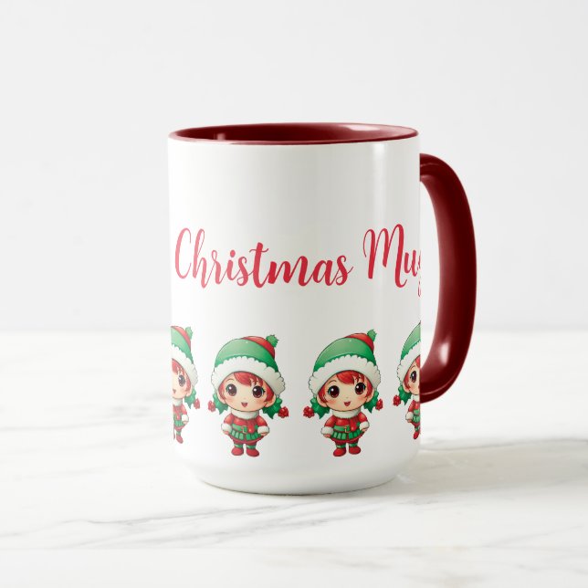 Liten Tomte Elf Jul Röd Personlig  Mugg (Framsida höger)