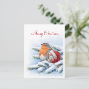 Liten tomte med en röd rödhake vykort
