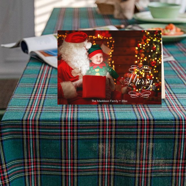 Liten tomte ser jultomten Glad Jul vik kort (Skapare uppladdad)