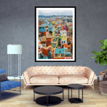 Liten turiststad, många färghus lycklig