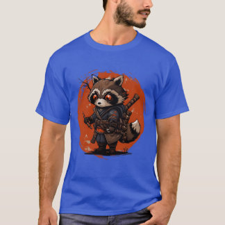 Liten tvättbjörnssamuraj anime japansk vän t shirt