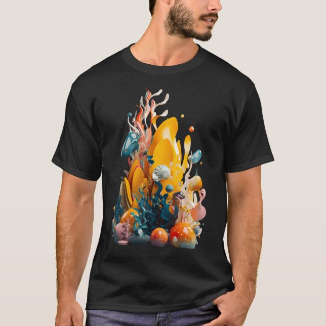 Liten undervattensvärld i 3D T Shirt (Framsida)