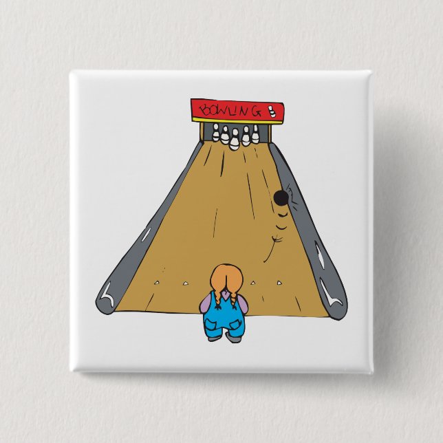 liten unge bowling ränna boll knapp (Framsida)