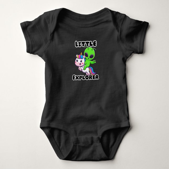 "Liten upptäckare" Alien Enhörning T Shirt (Framsida)