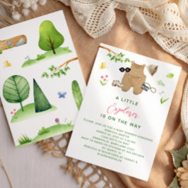 Liten upptäckare skogsutflykt baby shower inbjudningar