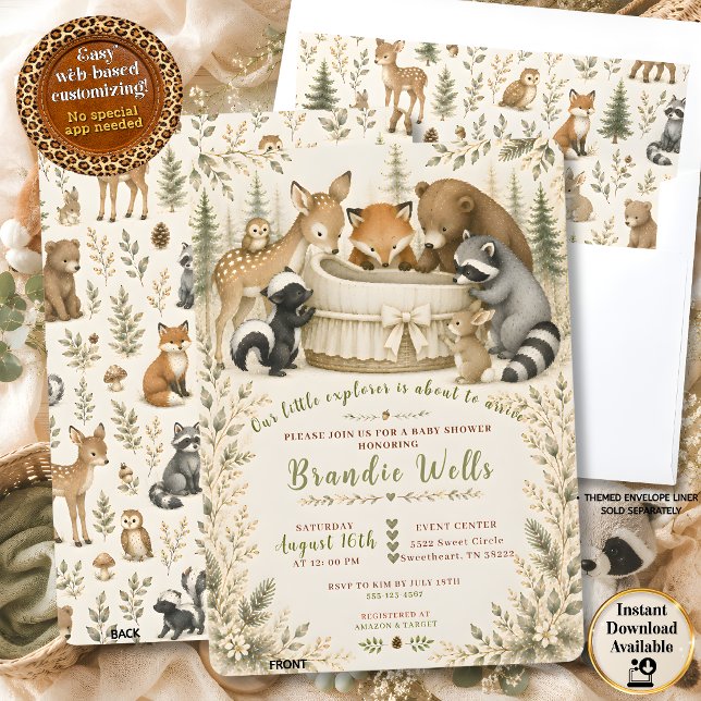 Liten upptäcktsresande baby shower inbjudan (Little Explorer Baby Shower Invitation)
