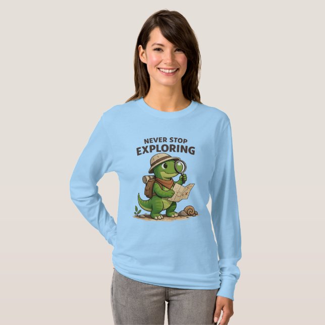 Liten utforskande Dino T Shirt (Hel framsida)