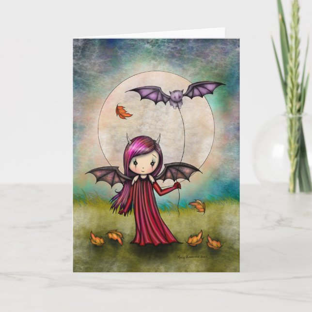 Liten vampyr med flygande katt av Molly Harrison Tack Kort (Framsida)