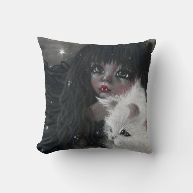 Liten vampyr med Kitty Magic Kudde (Framsida)