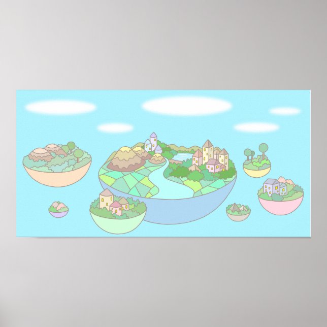 Liten värld inom en flytande ö. poster (Framsidan)