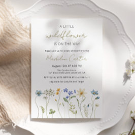 Liten Vild Blomma Minimalistisk Blommig Babyfest Inbjudningar