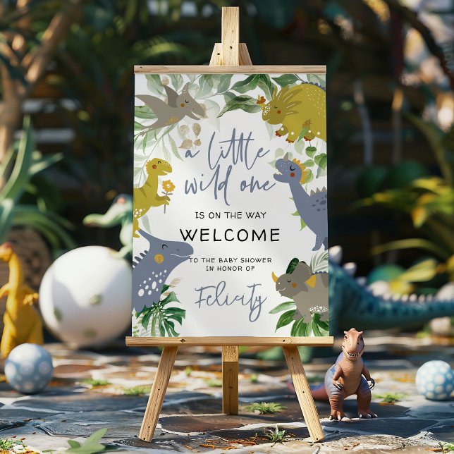Liten vild en dinosaur trex Baby Shower Välkommen Poster (Skapare uppladdad)