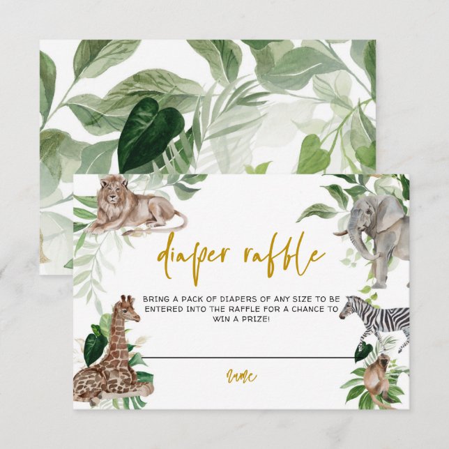 Liten vild en safari Baby Shower Raffle Tilläggskort (Fram/baksida)