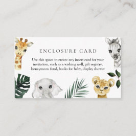 Liten Vild Ett jungle Baby Shower-hölje Tilläggskort