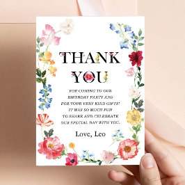 Liten Vildblomma 1:a Flickans Födelsedag Tack Kort